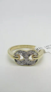 14K Pretty Yellow Gold Thick Infinity Ladies Ring With Round Diamonds .23 Cts