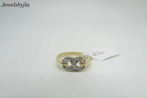 14K Pretty Yellow Gold Thick Infinity Ladies Ring With Round Diamonds .23 Cts