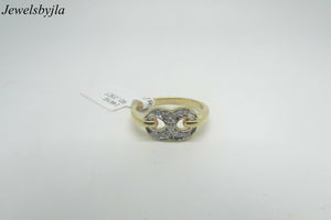 14K Pretty Yellow Gold Thick Infinity Ladies Ring With Round Diamonds .23 Cts