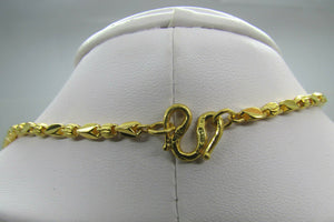 22K Pretty Yellow Gold Nugget Chain With Horseshoe Clasp 20 Inches 24.8 Grams