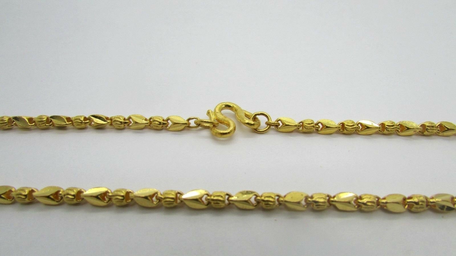 22K Pretty Yellow Gold Nugget Chain With Horseshoe Clasp 20 Inches 24.8 Grams