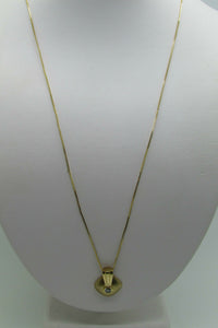 14K Pretty Yellow Gold Square Pendant With One Round Diamond 0.08 Cts