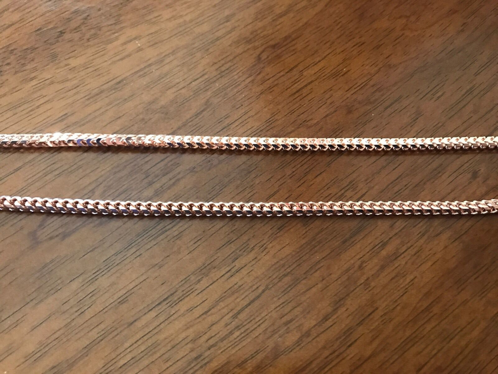 14K Pretty Rose Gold Diamond Cut 26 Inches Square Foxtail Chain 56.7 Grams