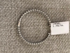 14K White Gold Polished Hoop Earrings With Round Diamonds Double Sided 1.75 Cts