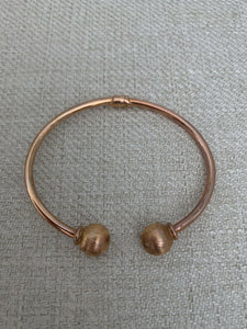 14K Pretty Rose Gold Polished Cuff Bracelet W/ 2 Matte Balls Up 7.6 Grams