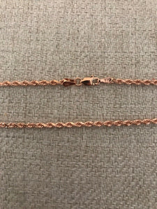 14K Pretty Rose Gold Diamond Cut 17 Inches Rope Chain 8 Grams 2.5 Mm Wide