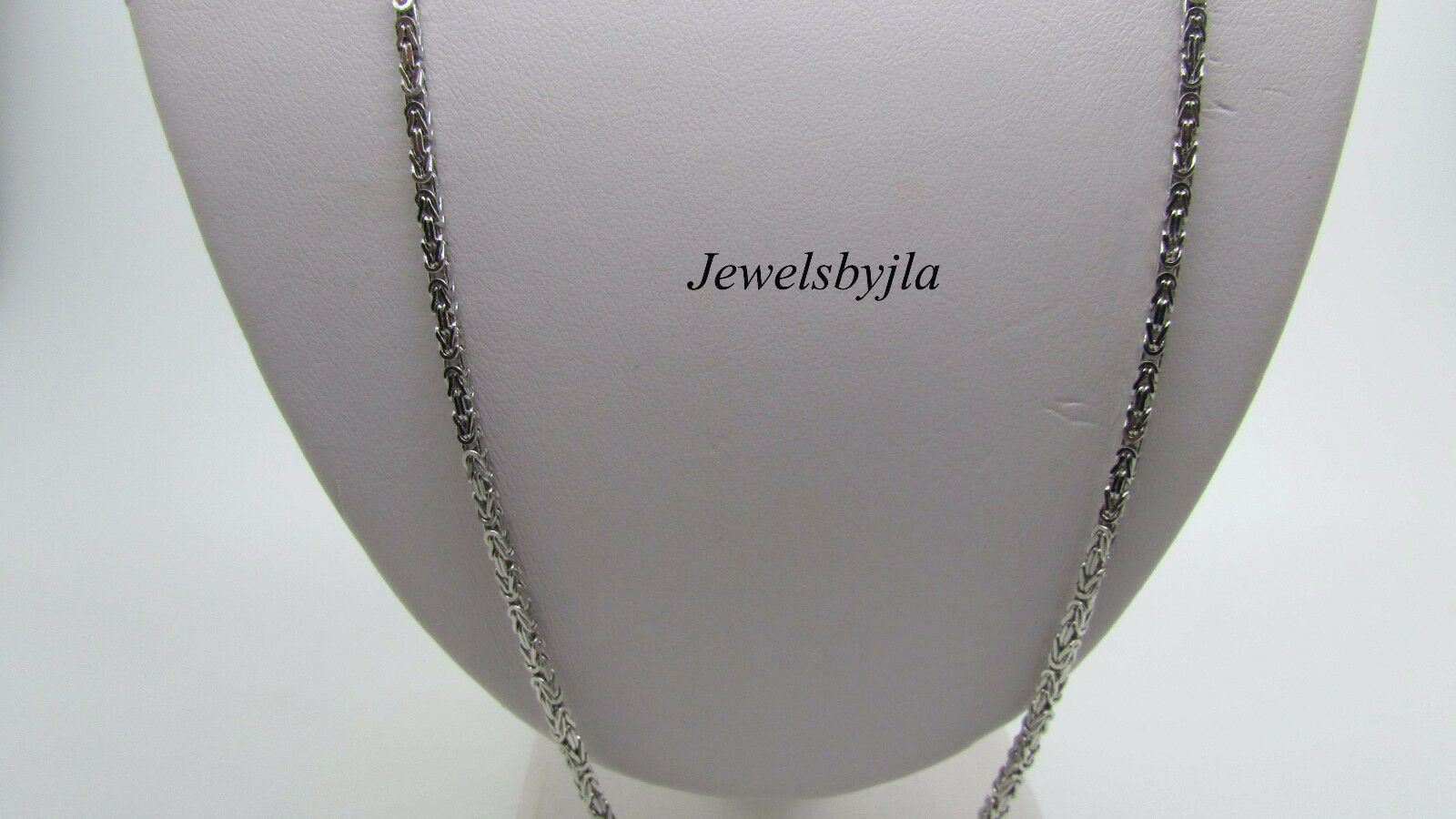 14K Pretty White Gold Diamond Cut 20 Inches Byzantine Chain 11.9 Grams 2 Mm