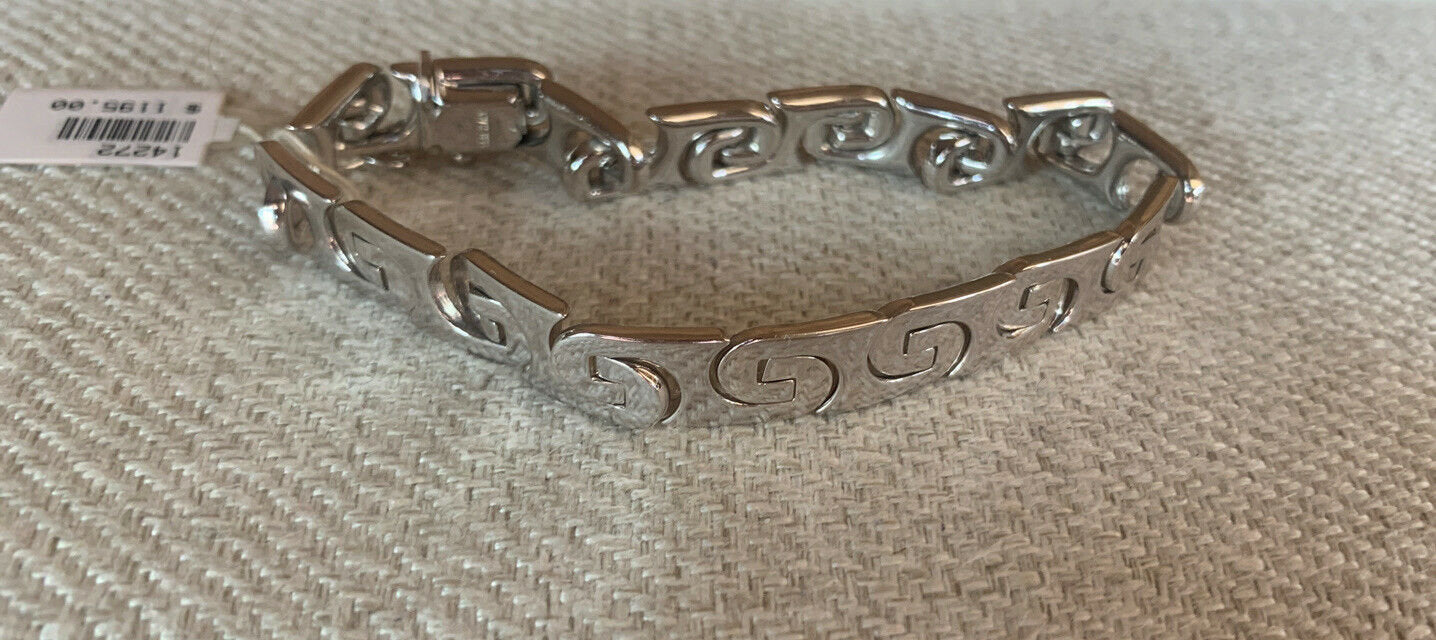 14K White Gold Beautiful Thick White Gold Swirl Link Bracelet 19 Grams