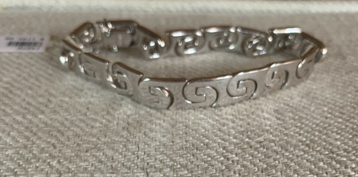 14K White Gold Beautiful Thick White Gold Swirl Link Bracelet 19 Grams