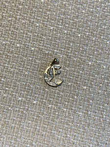 14K Yellow Gold Old English Gothic Style Small  Initial Pendant With 0.15 Cts Diamonds On Sale!