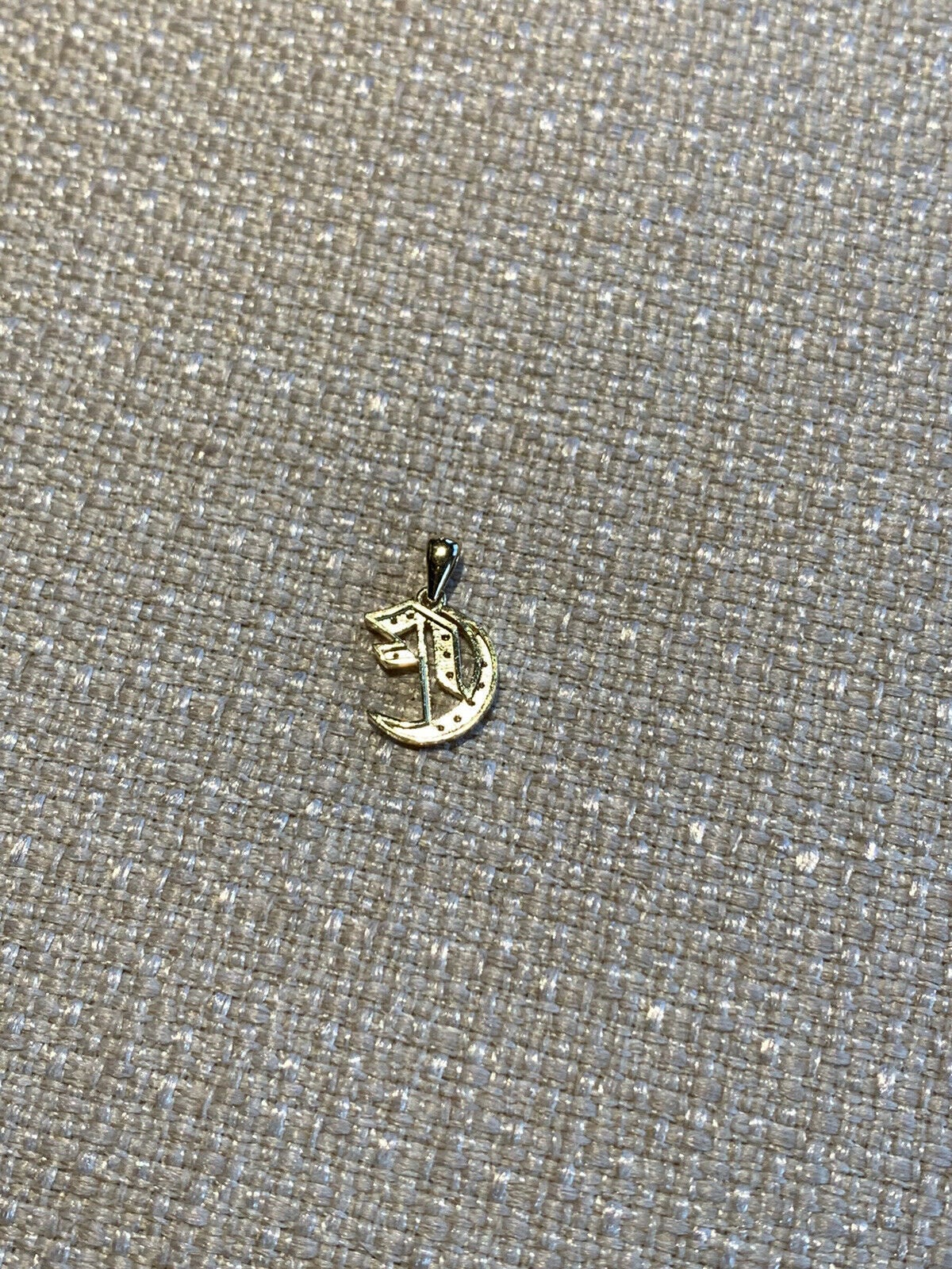 14K Yellow Gold Old English Gothic Style Small  Initial Pendant With 0.15 Cts Diamonds On Sale!