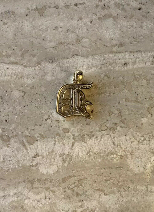 14K Yellow Gold Old English Large Initial D Pendant Gothic Style With 0.20 Cts Diamonds On Sale!