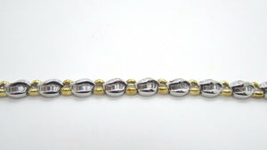 18K Two Tone Pretty Fancy Tennis Bracelet With Baguette Diamonds 4.92 Cts