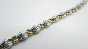 18K Two Tone Pretty Fancy Tennis Bracelet With Baguette Diamonds 4.92 Cts