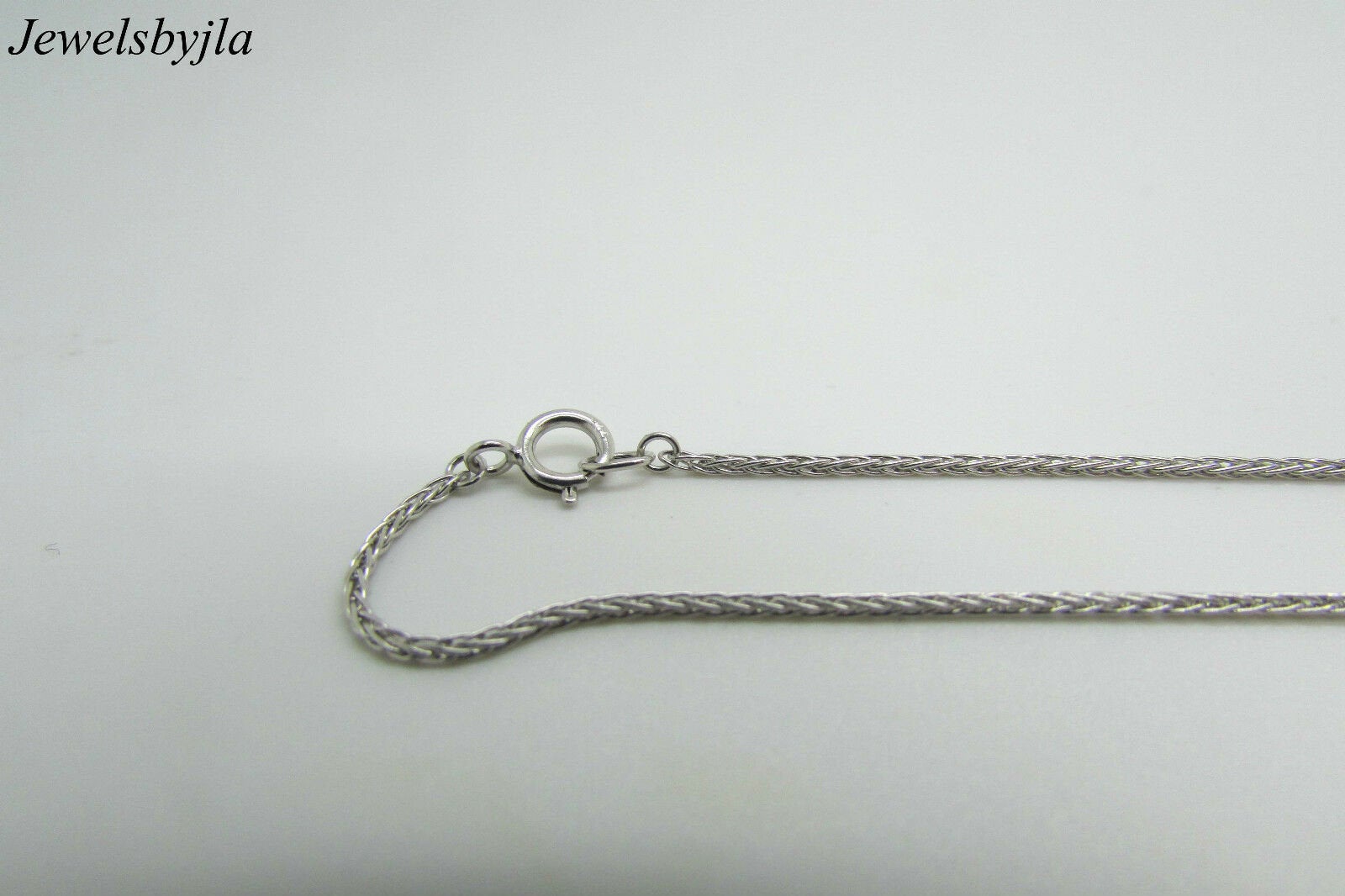14K White Gold Pretty Square Wheat Chain 16 Inches 1 Mm 2.1 Grams