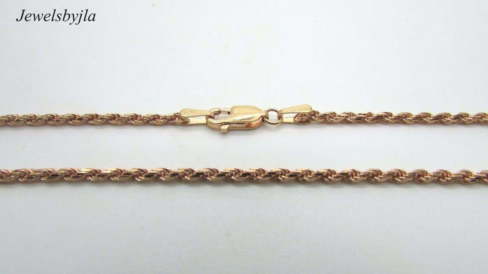 14K Rose Gold Diamond Cut 30 Inches Rope Chain 11 Grams 2 Mm Made In Italy.