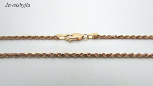14K Rose Gold Diamond Cut 30 Inches Rope Chain 11 Grams 2 Mm Made In Italy.