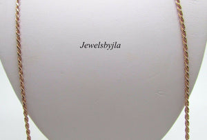 14K Rose Gold Diamond Cut 30 Inches Rope Chain 11 Grams 2 Mm Made In Italy.