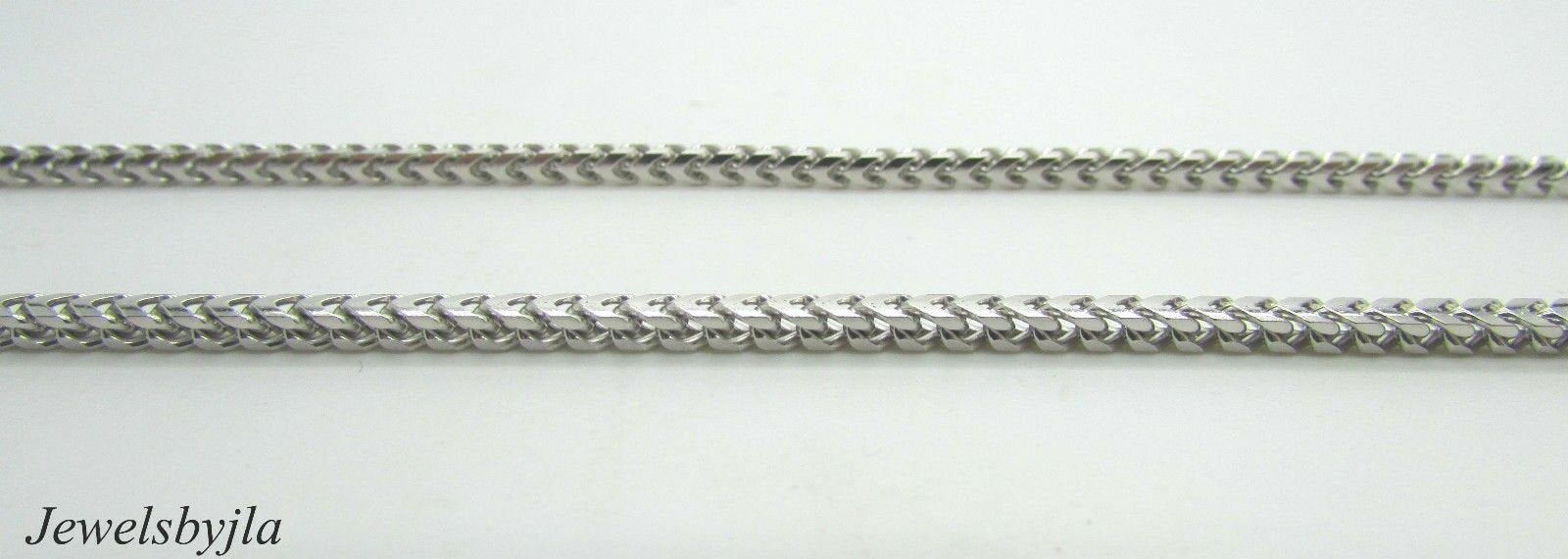 14K Shiny Pretty White Gold Square Foxtail Chain 17 Grams 18&quot; Italy