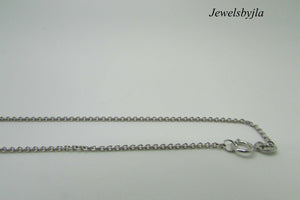 14K Pretty White Gold Round Link Chain 20 Inches 2.6 Grams .80Mm