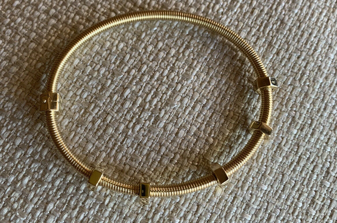 14K Pretty Yellow Gold Hammered Cuff Bracelet W/ White Gold Bolts 16.2 Grams