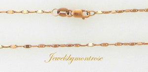 14K Rose Gold Diamond Cut 16 Inches Shiny Flat Disc Chain 2.5 Gr. Made In Italy