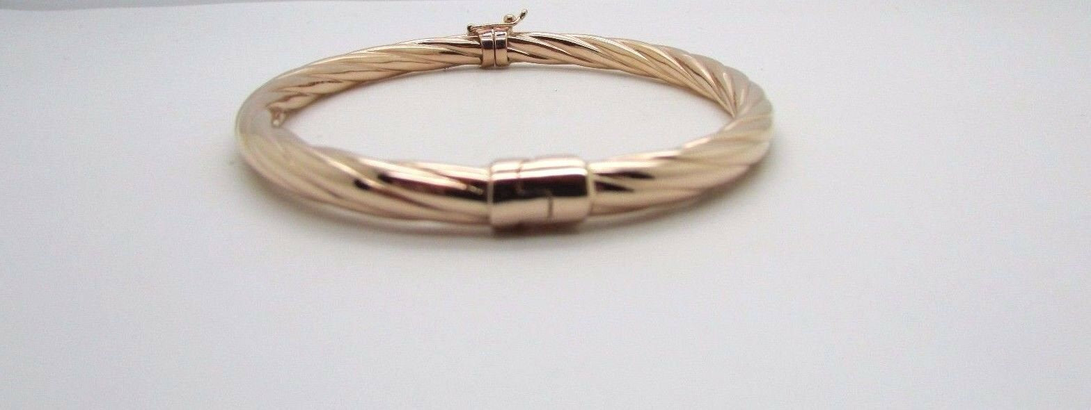 14K Pretty Rose Gold Thick Twisted Bracelet 8.3 Grams