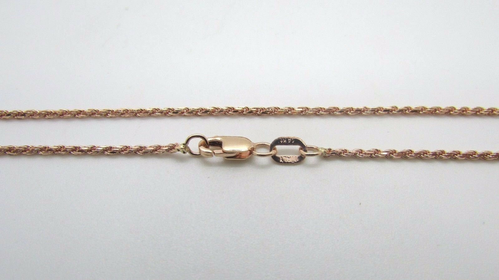 14K Rose Gold Diamond Cut 24 Inches Rope Chain 5.2 Grams 1.5 Mm Made In Italy