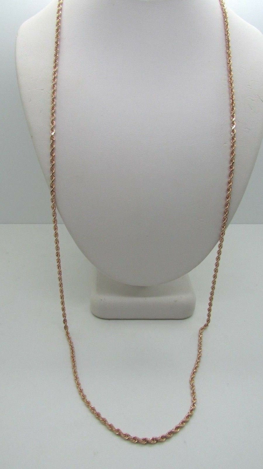 14K Pretty Rose Gold Diamond Cut 26 Inches Rope Chain 12.1 Grams