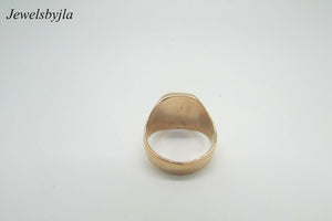 14K Rose Gold Men&#39;s Thick Square Marcasite Ring Size 9.75 Sizable 8 Grams