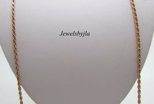 14K Rose Gold Diamond Cut 30 Inches Rope Chain 6.3 Grams 1.5 Mm Made In Italy.