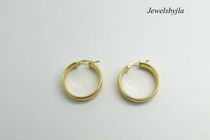 14K Pretty Yellow Gold Thick Etched Hoop Earrings With Design 4 Grams