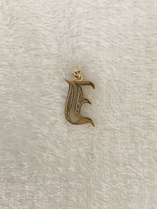 14K Yellow Gold Old English Gothic Style Medium Size Initial I Pendant With 0.20 Cts Diamonds On Sale!
