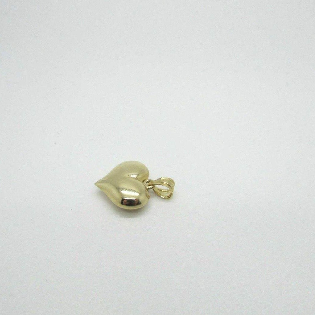 14K Pretty Yellow Gold 3-D Puffed Heart Pendant 0.7 Grams