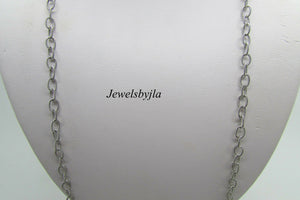 14K White Gold Pretty Handmade Link Chain 22 Inches 8 Grams Made In Italy.