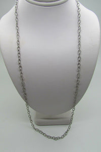 14K White Gold Pretty Handmade Link Chain 22 Inches 8 Grams Made In Italy.