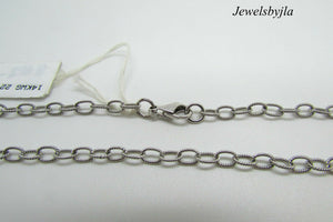 14K White Gold Pretty Handmade Link Chain 22 Inches 8 Grams Made In Italy.