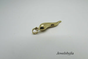 14K Yellow Gold Pretty Italian Horn Cornicello Pendant .90 Grams