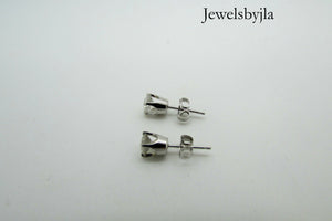 14K Pretty White Gold Clean Round Diamond Stud Earrings .82 Points G Si2