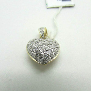 14K Pretty Yellow Gold Heart Pendant With Round Diamonds Pave Setting 0.40 Cts
