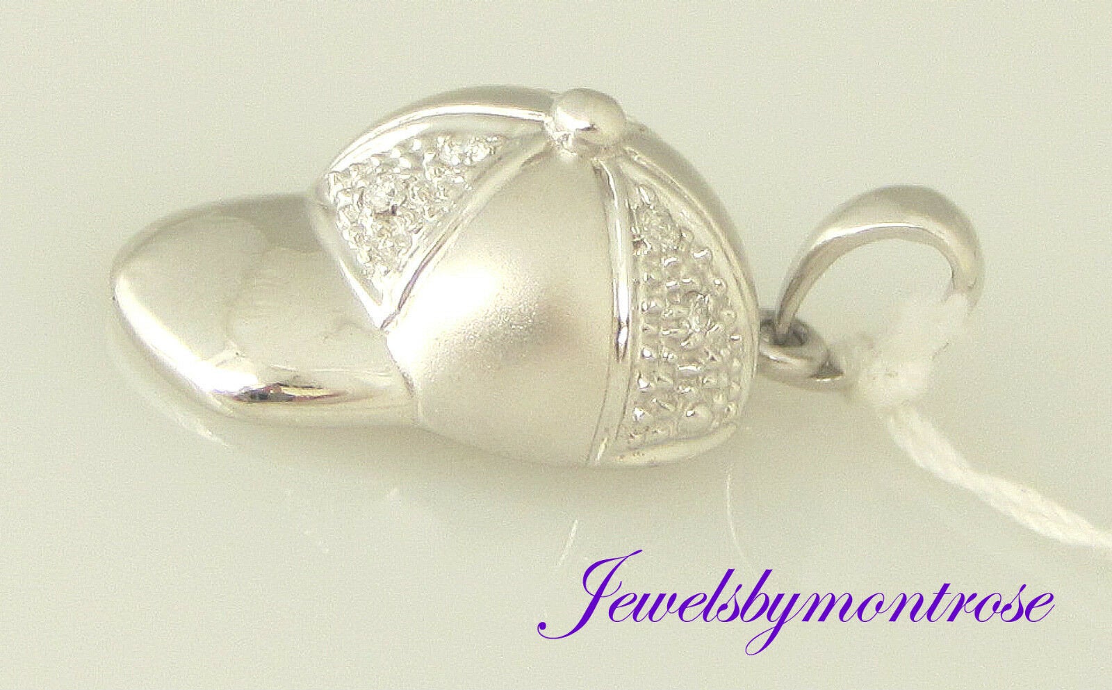 14K White Gold Baby Cap Charm Pendant 2.7 Grams 0.4 Cts