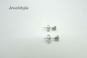 14K Pretty White Gold Round Diamond Stud Earrings .25 Points I Color I1 Clarity