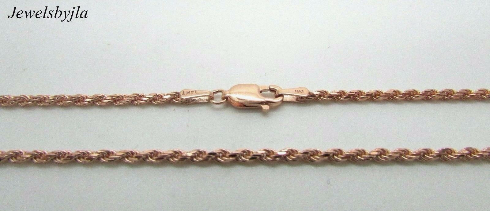 14K Rose Gold Diamond Cut 24 Inches Rope Chain 13 Grams 2.7 Mm Made In Italy