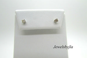 14K Pretty White Gold Round Diamond Stud Earrings .25 Points I Color I1 Clarity