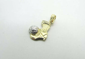 14K Two Tone Gold Soccer Cleat With Soccer Ball Pendant/Charm 1.2 Grams
