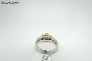 14K Multi Tone Gold Pretty Oval Shape Amethyst Stone Ladies Ring 3.3 Grams