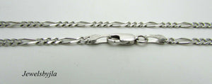 14K Pretty White Gold Figaro Chain 10.2 Grams 24&quot; Made In Italy