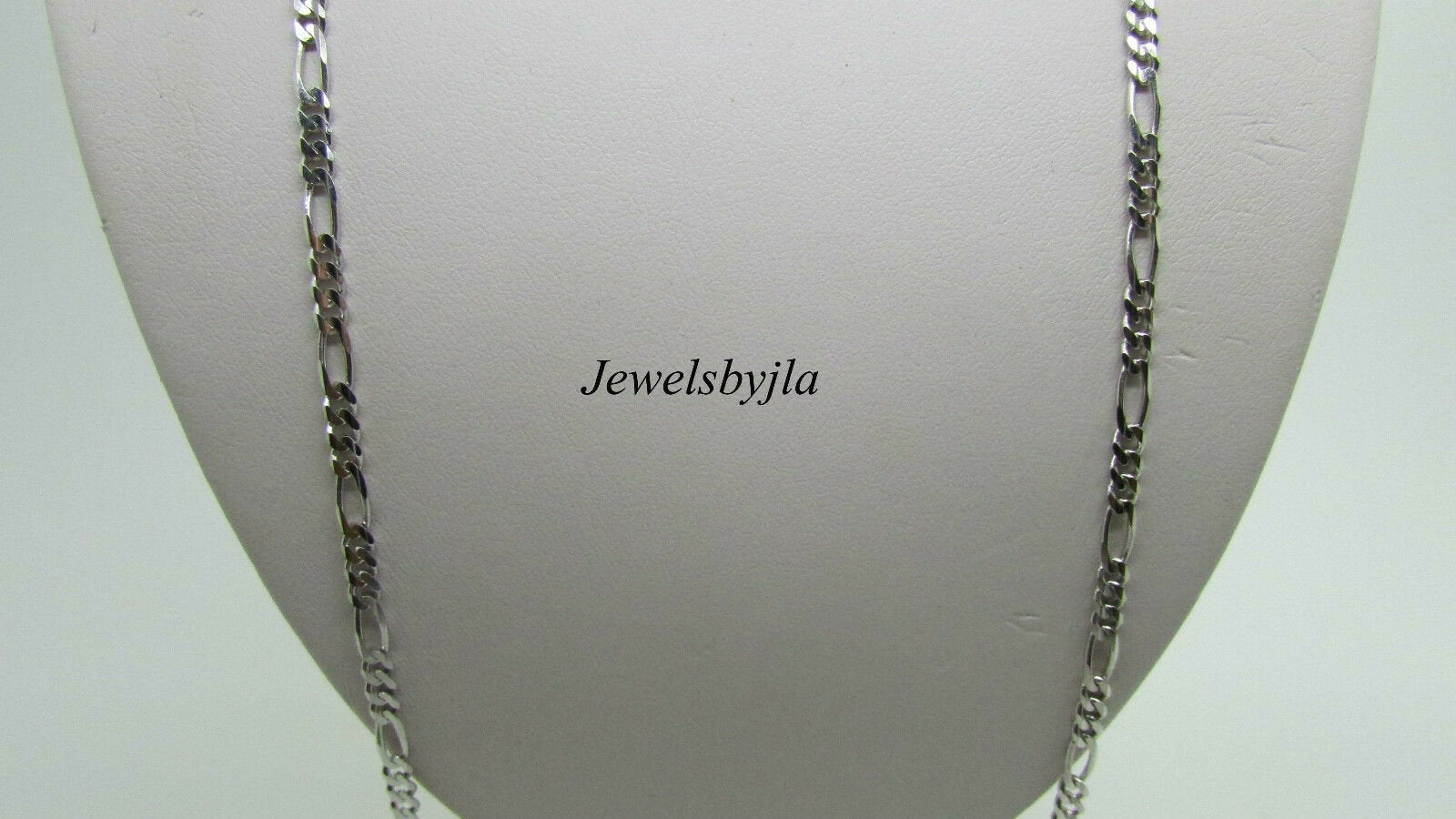 14K Pretty White Gold Figaro Chain 10.2 Grams 24&quot; Made In Italy