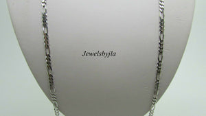 14K Pretty White Gold Figaro Chain 10.2 Grams 24&quot; Made In Italy