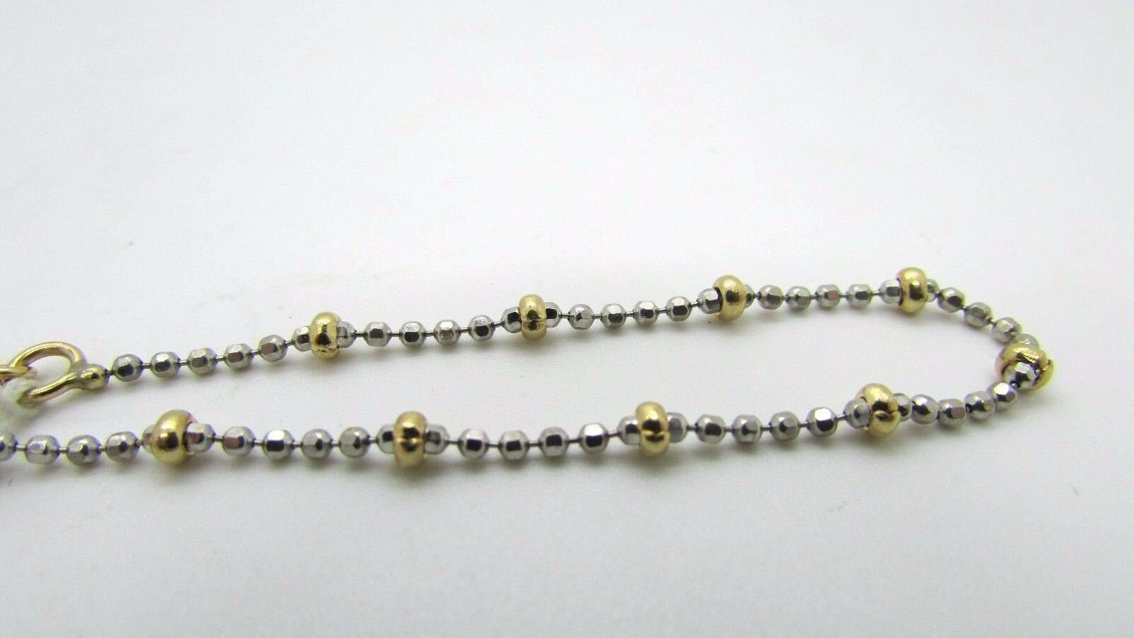 14K Pretty Two Tone Beaded Anklet 2.7 Grams 9 Inches Long 1.5Mm Wide